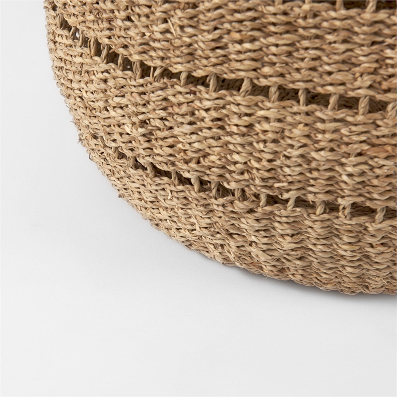 Mercana Hayes Medium Brown Seagrass Round Basket With Stripe Pattern in Set Of 2