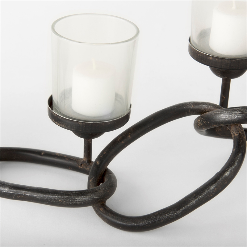 Mercana Quito Black Metal Chain-Link Five Candle Table Candle Holder