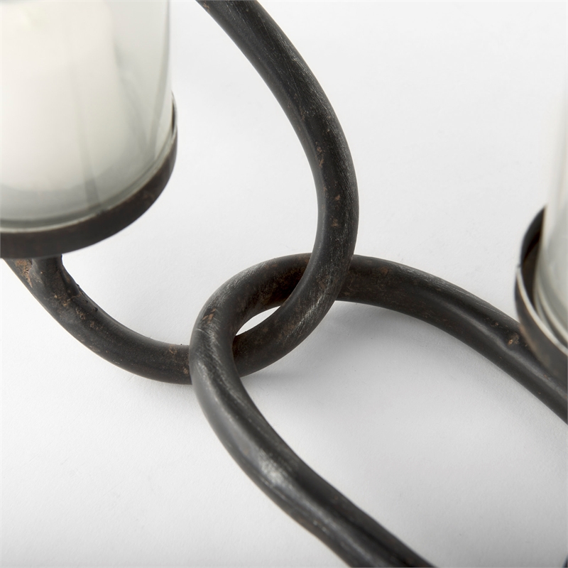 Mercana Quito Black Metal Chain-Link Five Candle Table Candle Holder