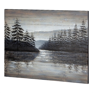 Mercana Sunset Narrows 48X36 Original Hand Painted On Wood Oil Painting in Gray