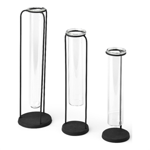 Mercana Beeker Set Of Three Matte Black Metal Test Tube Style Vases