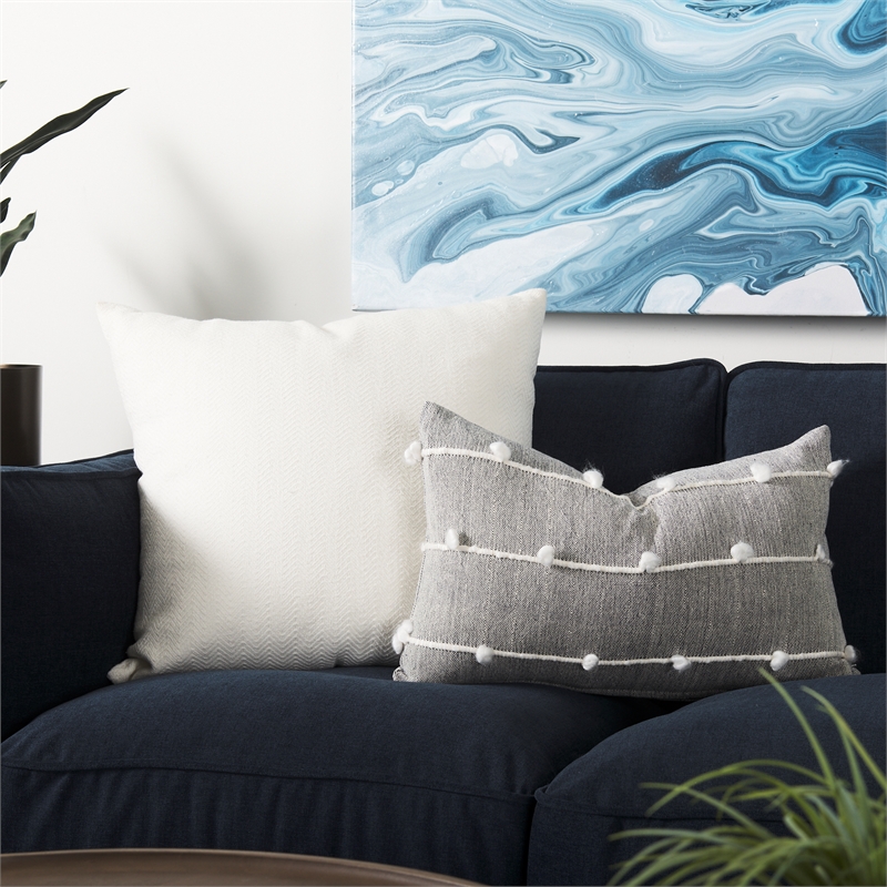 Mercana Linda 13 X 21 Navy And Cream With White Detail Decorative Pillow Cover