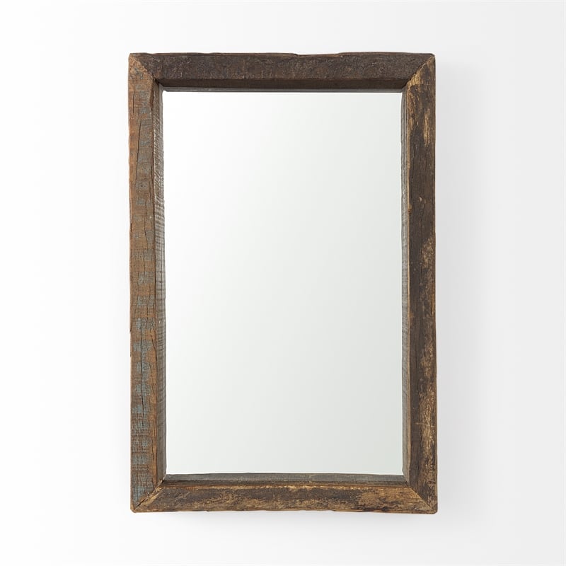 Mercana Gervaise 12L X 2W X 18H Brown Wood Frame Rectangular Wall Mirror