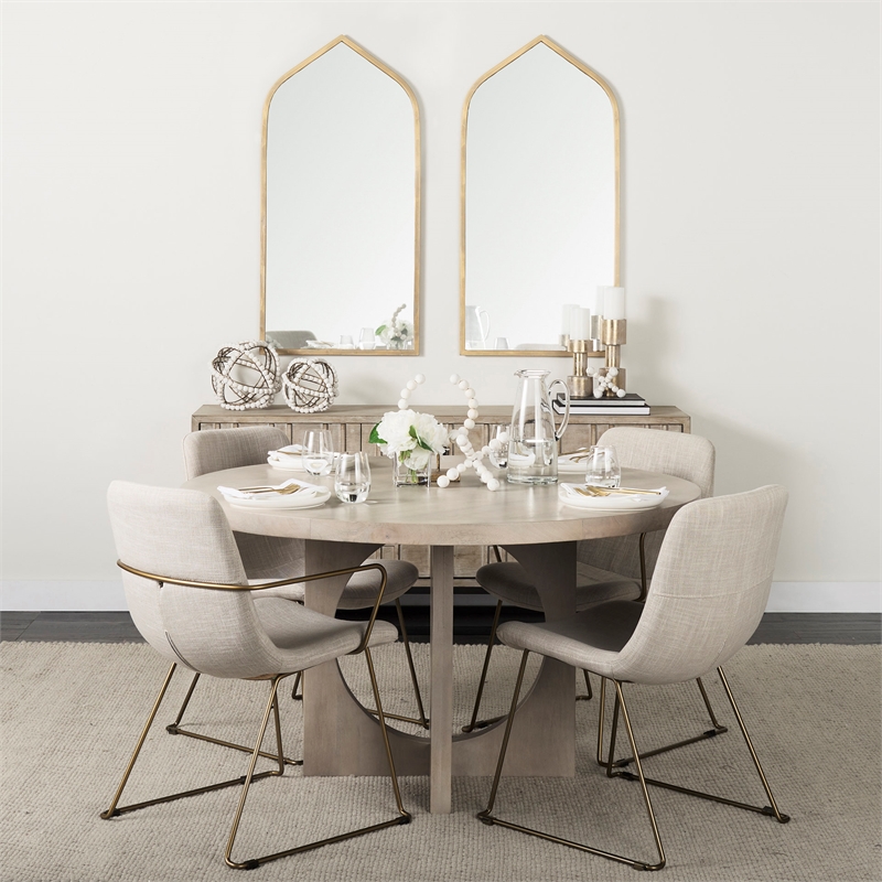 Mercana Giovanna 23.6L X 1.2W X 48.8H Gold Metal Frame Ogee Arch Vanity Mirror