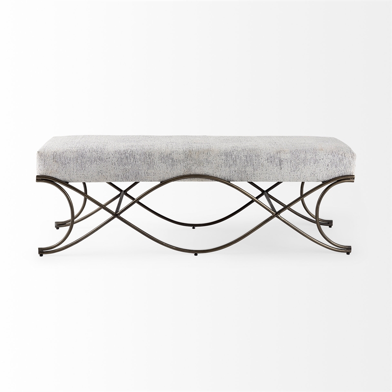 Mercana Ayla Dark Gray Fabric Seat W/ Dark Nickel Metal Frame Bench