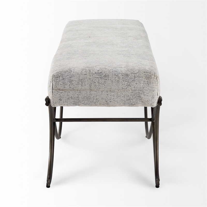 Mercana Ayla Dark Gray Fabric Seat W/ Dark Nickel Metal Frame Bench