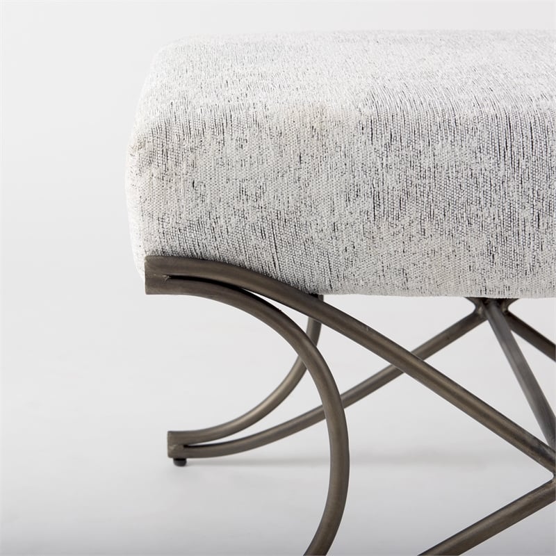 Mercana Ayla Dark Gray Fabric Seat W/ Dark Nickel Metal Frame Bench