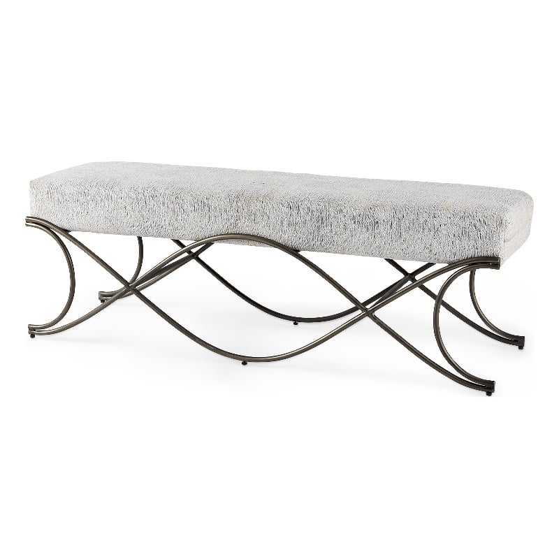 Mercana Ayla Dark Gray Fabric Seat W/ Dark Nickel Metal Frame Bench