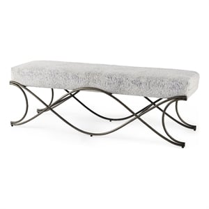 Mercana Ayla Dark Gray Fabric Seat W/ Dark Nickel Metal Frame Bench