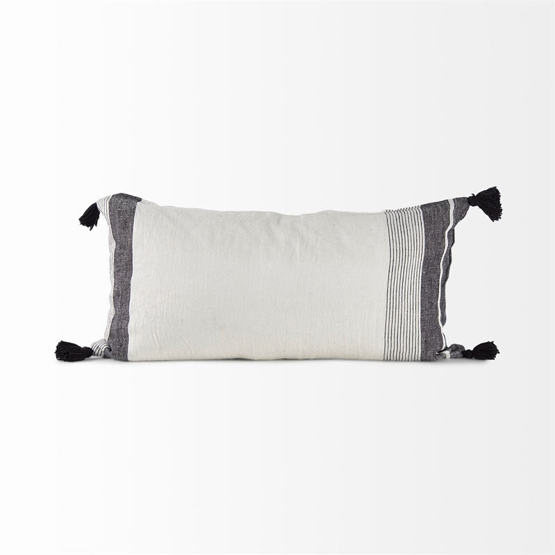 Mercana Kimia Fabric Herringbone Decorative Pillow Cover in White/Black