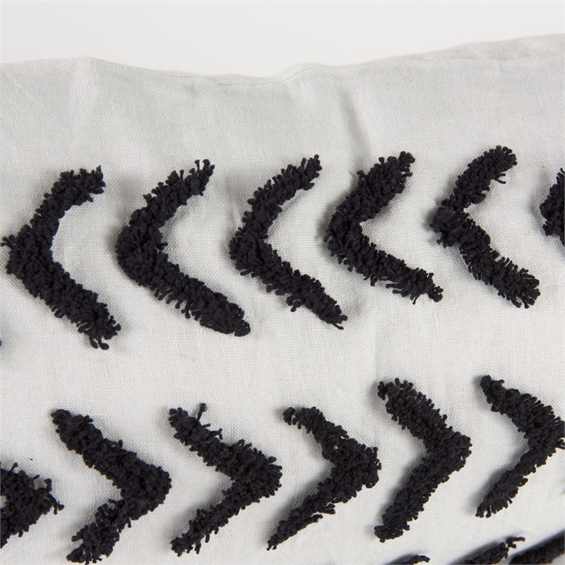Mercana Kimia Fabric Herringbone Decorative Pillow Cover in White/Black