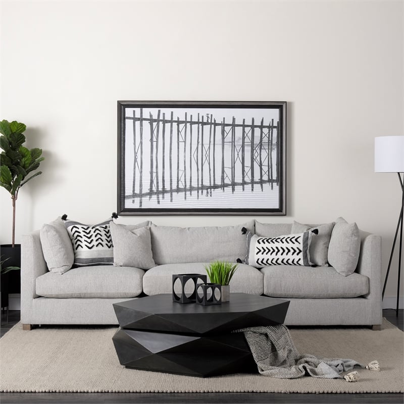 Mercana Kimia Fabric Herringbone Decorative Pillow Cover in White/Black