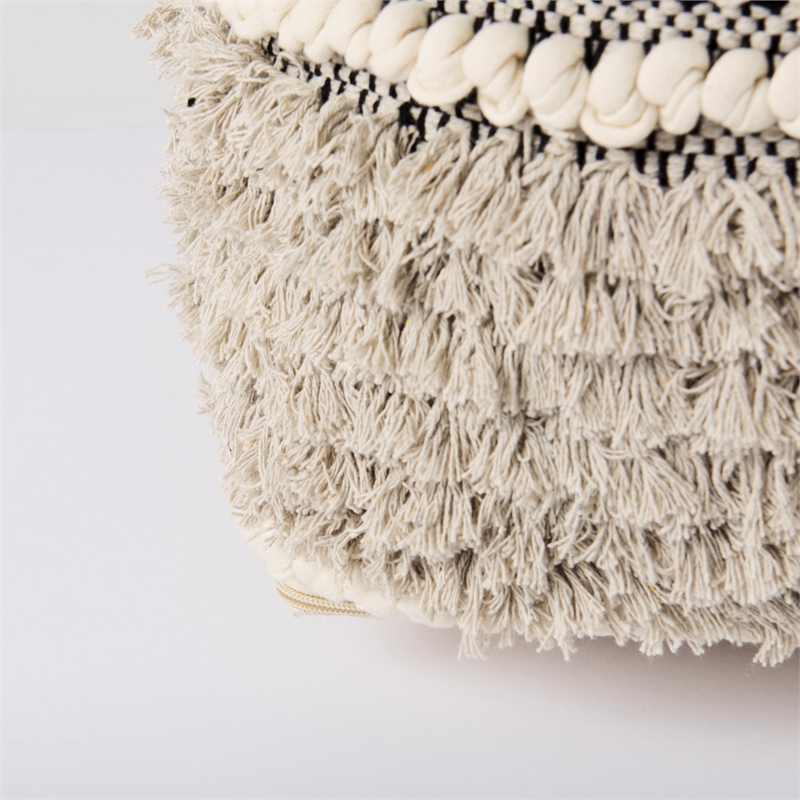 Mercana Darika 16.0L X 16.0W X 16.0H Black/White/Gray Cotton Pouf