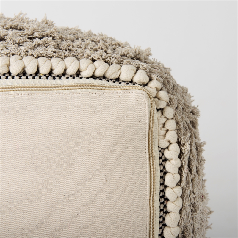 Mercana Darika 16.0L X 16.0W X 16.0H Black/White/Gray Cotton Pouf