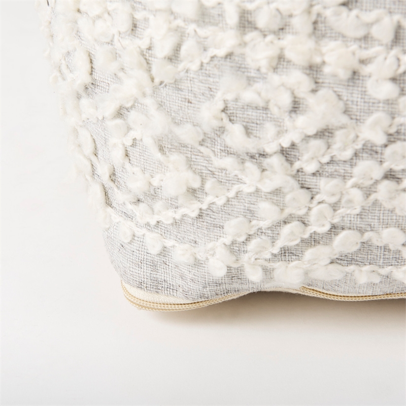 Mercana Farida 6.0L X 16.0W X 16.0H Light Gray Wool And Polyester Patterned Pouf