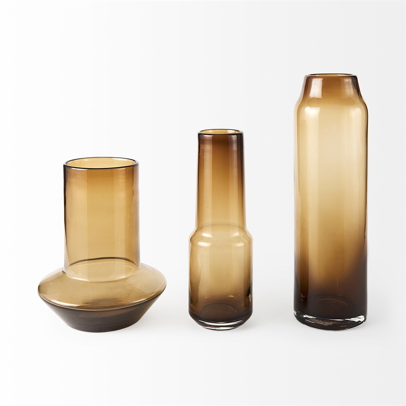 Mercana Amrita 4.8L X 4.8W X 16.0H Golden Brown Glass Vase