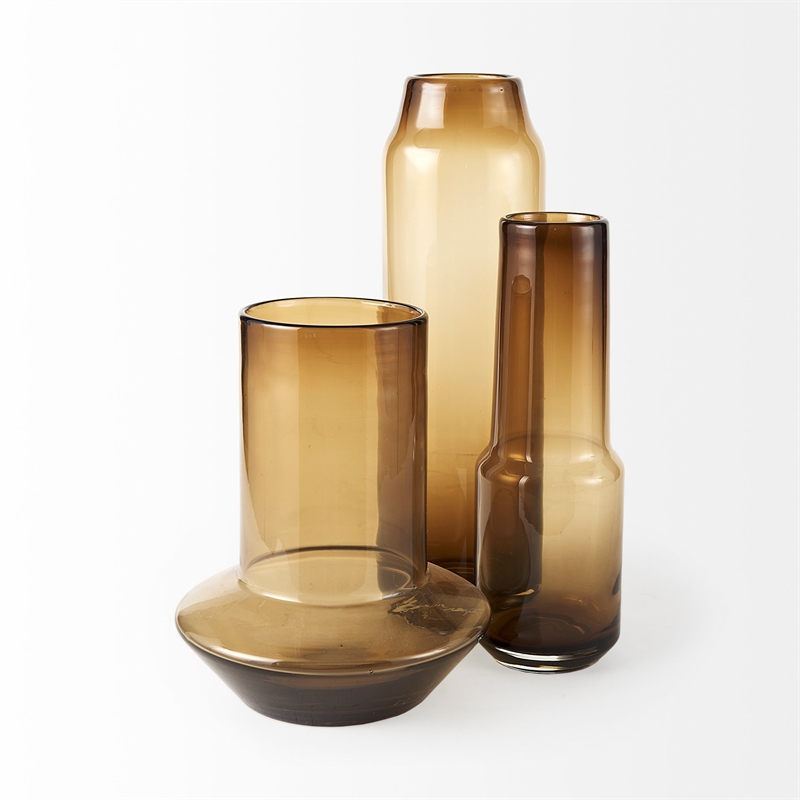 Mercana Amrita 4.8L X 4.8W X 16.0H Golden Brown Glass Vase