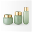 Mercana Minty Medium Green Glass Vase W/Matte Gold Metal Neck Cuff