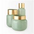 Mercana Minty Medium Green Glass Vase W/Matte Gold Metal Neck Cuff