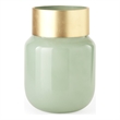 Mercana Minty Medium Green Glass Vase W/Matte Gold Metal Neck Cuff