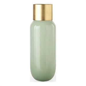 Mercana Minty 5.7L X 5.7W X 16.8H Green Glass Vase W/Matte Gold Metal Neck Cuff