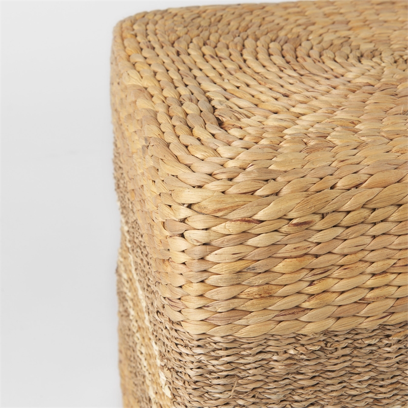Mercana Maya Light Brown W/Medium Brown Stripes Seagrass Square Pouf