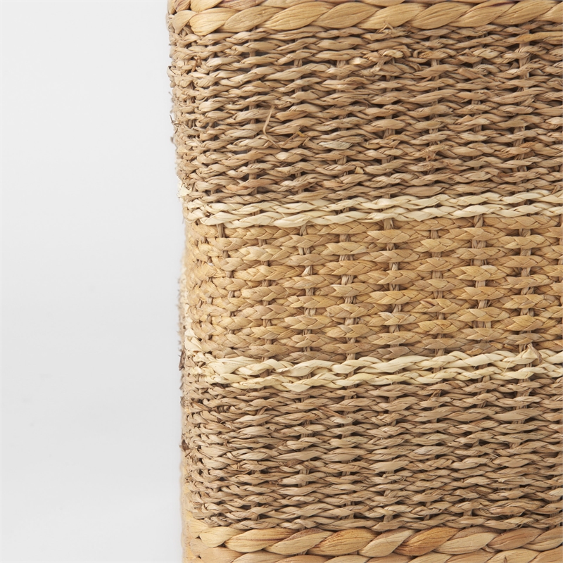 Mercana Maya Light Brown W/Medium Brown Stripes Seagrass Square Pouf