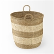 Mercana Bradley Light Brown W/Striped Seagrass Basket W/ Handles in Set Of 2