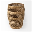 Mercana Dakota Medium Brown Seagrass Round Basket in Set Of 3