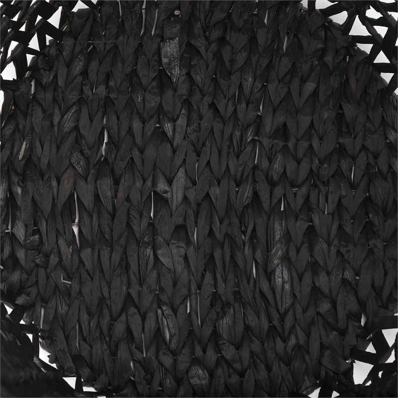 Mercana Lola Black Water Hyacinth Zig Zag Weave Round Basket (Set Of 3)