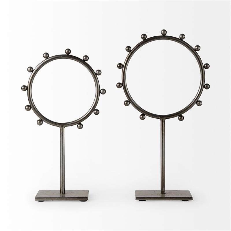 Mercana Elio 7.5L X 3.0W X 13.2H Small Studded Hoop Object in Gunmetal