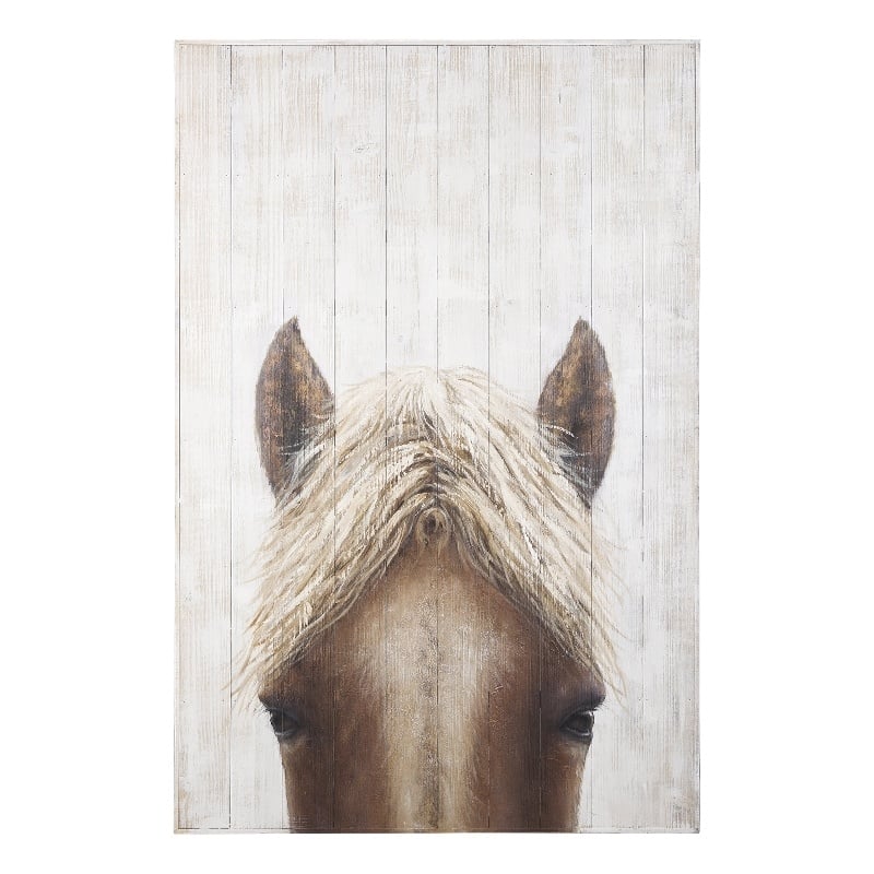 Mercana Horse Fringe Painting On Wood in Blue