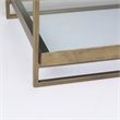 Mercana Furniture Trey Metal with Glass Accent Table in Antique Gold
