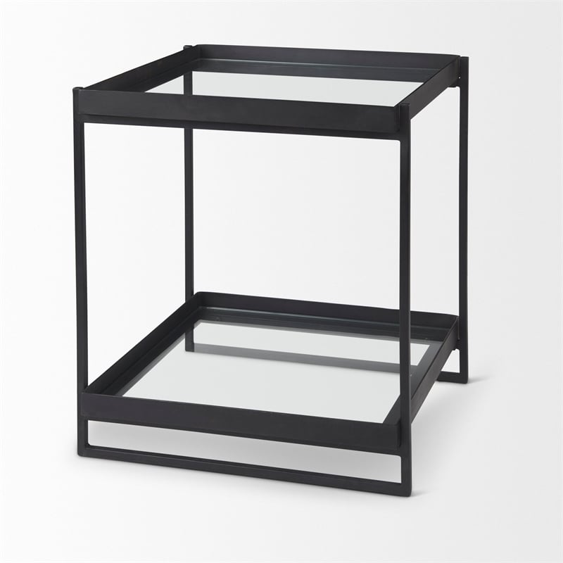 Mercana Trey Black Metal W/Glass Accent Table