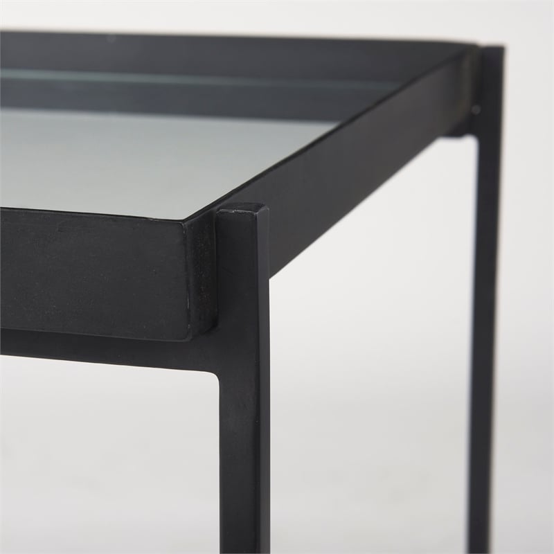 Mercana Trey Black Metal W/Glass Accent Table
