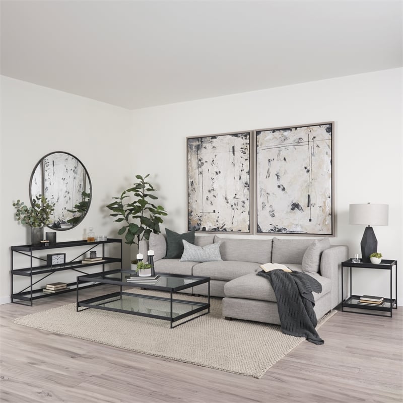 Mercana Trey Black Metal W/Glass Accent Table