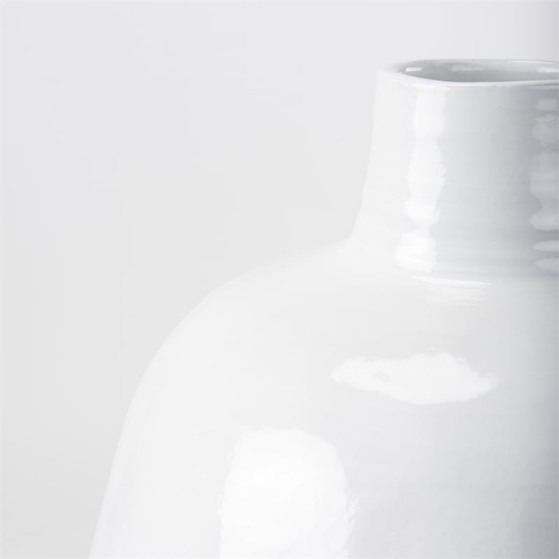 Mercana Amos White And Dark Beige Color Blocked Ceramic Floor Vase