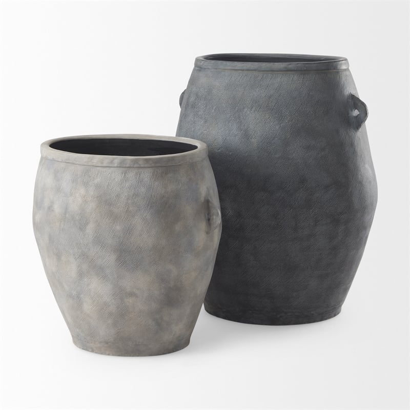 Mercana Zuma 27.2L X 20.5W X 31.9H Dark Gray Ceramic Floor Vase