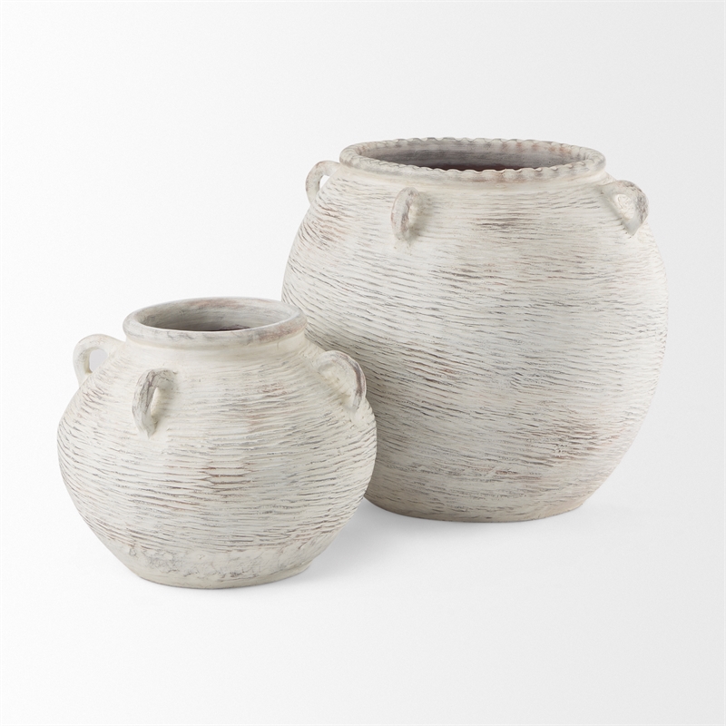 Mercana Misha 25.2L X 25.2W X 22.4H Cream Ceramic Floor Vase