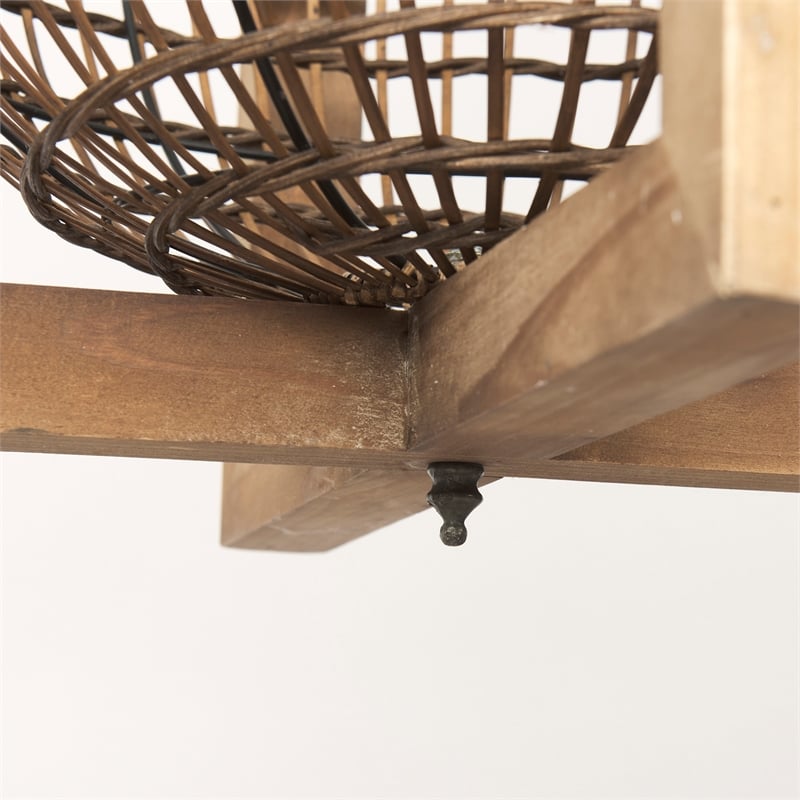 Mercana Kiley Warm Wood Basket Lantern Pendant Light Brown
