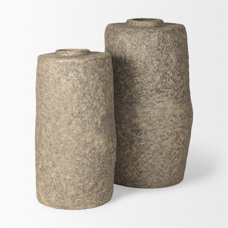 Mercana Rama Large Gray Paper Mache Floor Vase