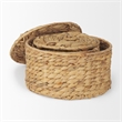 Mercana Kea Set Of 3 Nesting Water Hyacinth Boxes With Lids in Brown