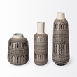 Mercana Riker Iii Large Dark Gray Cream Ceramic Vase