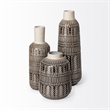 Mercana Riker Iii Large Dark Gray Cream Ceramic Vase