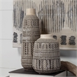 Mercana Riker Iii Large Dark Gray Cream Ceramic Vase