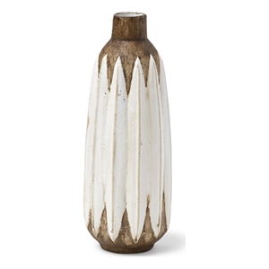 Mercana Sisko I Short Rustic Brown White Ceramic Vase