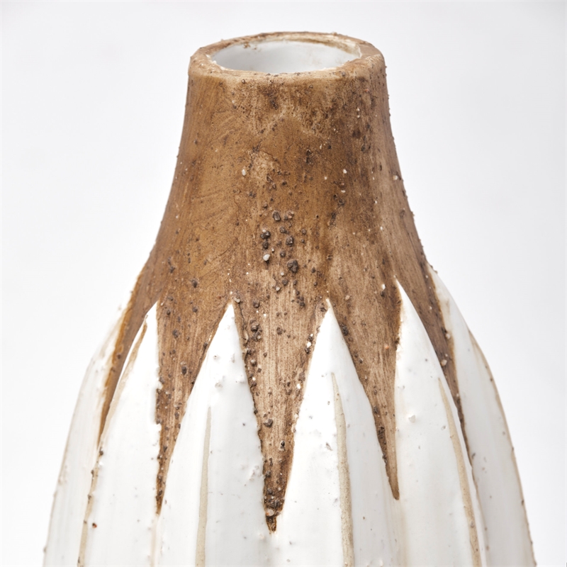 Mercana Sisko Ii Tall Rustic Brown White Ceramic Vase