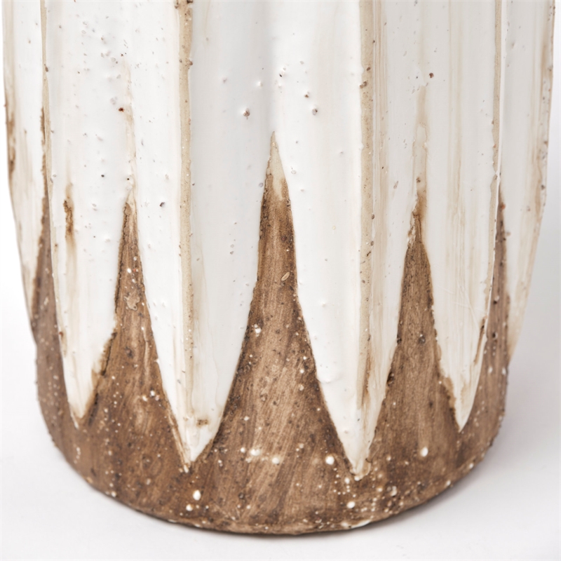 Mercana Sisko Ii Tall Rustic Brown White Ceramic Vase