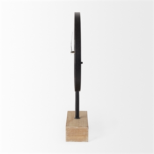 Mercana Oris Black Metal/Wood Open Frame Table Clock in Black