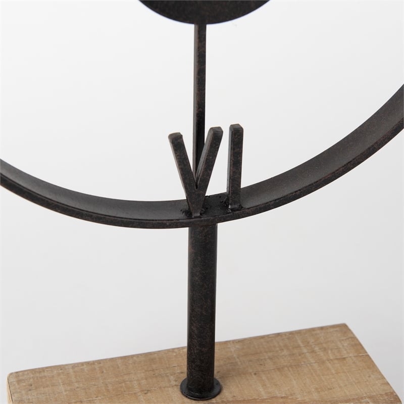 Mercana Oris Black Metal/Wood Open Frame Table Clock in Black